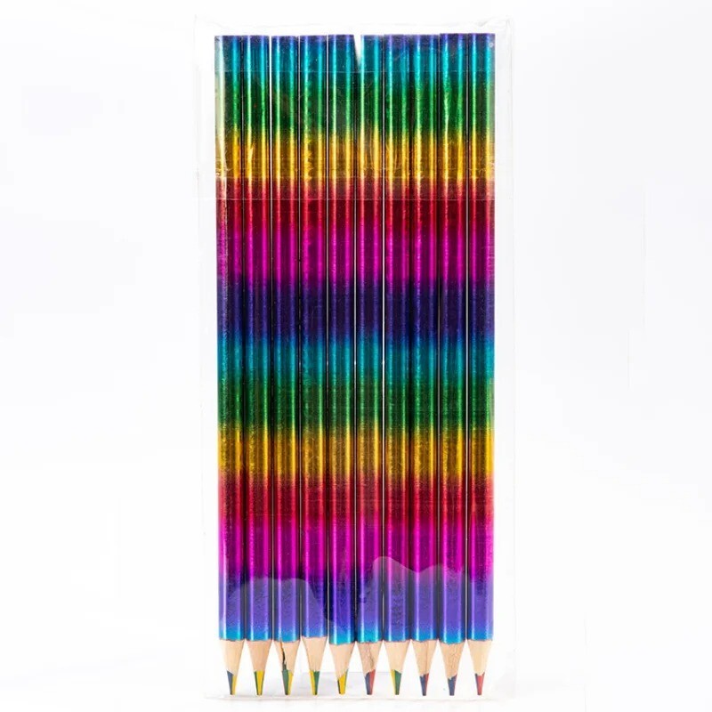 12 PCS Rainbow Pencils Drawing Crayons Kawaii Children's Colored Pencil Set Pain