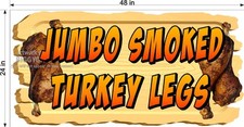 2' X 4' VINYL BANNER NEW WOOD PLANK BACKGROUND ART JUMBO SMOKED TURKEY LEGS