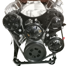 New Chevy Sbc 350 400 Black Aluminum Complete Serpentine Belt Drive System Kit