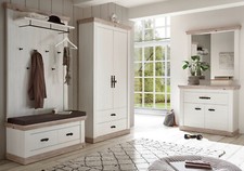 Garderobe Garderobenset in Pinie weiß / Oslo Pinie Landhaus Garderobe Set Rovola