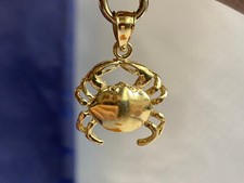 14K Yellow Gold Crab Pendant with 0.70ct Pear Diamond on 30 Inch 14K Box Chain