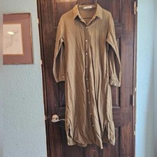 Olive Button Down Dress with Sleeves