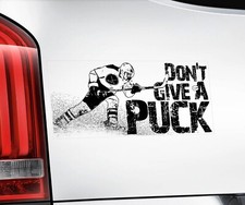 'DON'T GIVE A PUCK' - Ice Hockey Car Window Sticker, Ski Snowboard Sign - V01BLK