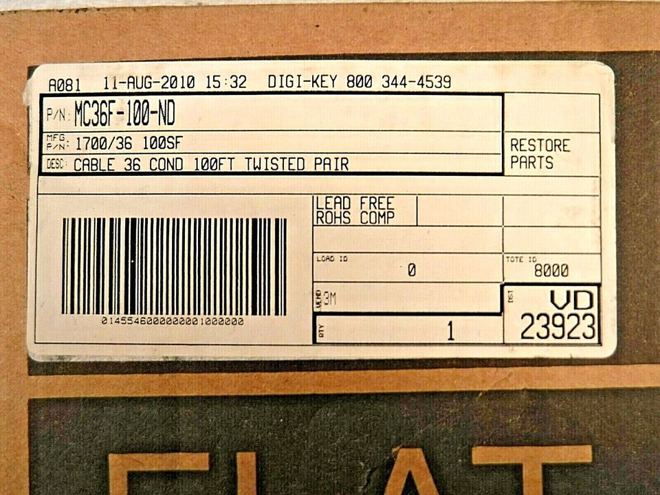 3M 1700/36 100SF Twisted Pair Conduit Flat Ribbon Cable (100 Ft)