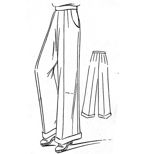 Damen-Hosen mit breiten Beinen aus den 1940er Jahren - Taille = 26" (66 cm) - Bild 2 von 4