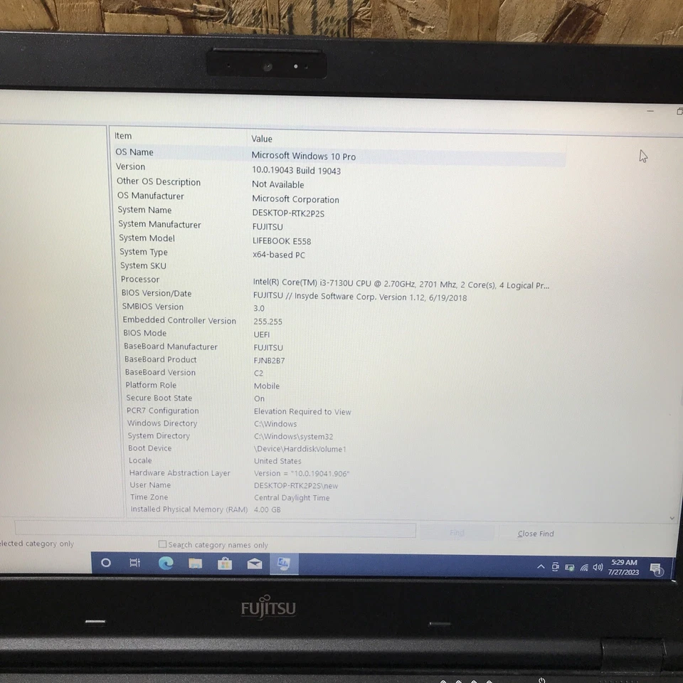 Fujitsu Lifebook E558 I3-7130U 2.70GHZ 256GB SSD 4GB RAM Win 11 H138 Foto 2 de 4