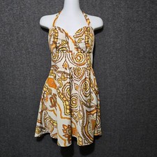Guess Los Angeles Dress Womens 6 Beige Brown Halter Mini Vintage Y2K Pinup