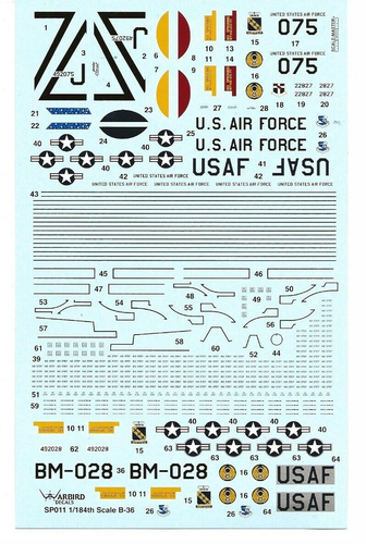 Warbird B-36 Peacemaker Décalques 1/184 SP011 Pour Atlantis Kit (Former Revell) - Bild 1 von 5