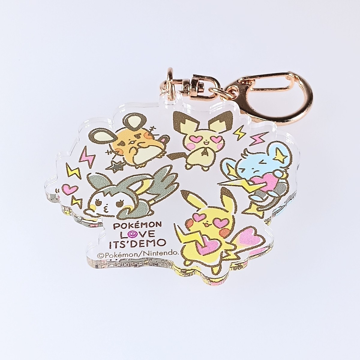 新品　POKEMON LOVE ITS'DEMO ストラップ 4種セット　ブイズ Pikachu Dedenne Pokemon Love Its'Demo Acrylic Keychain Nintendo