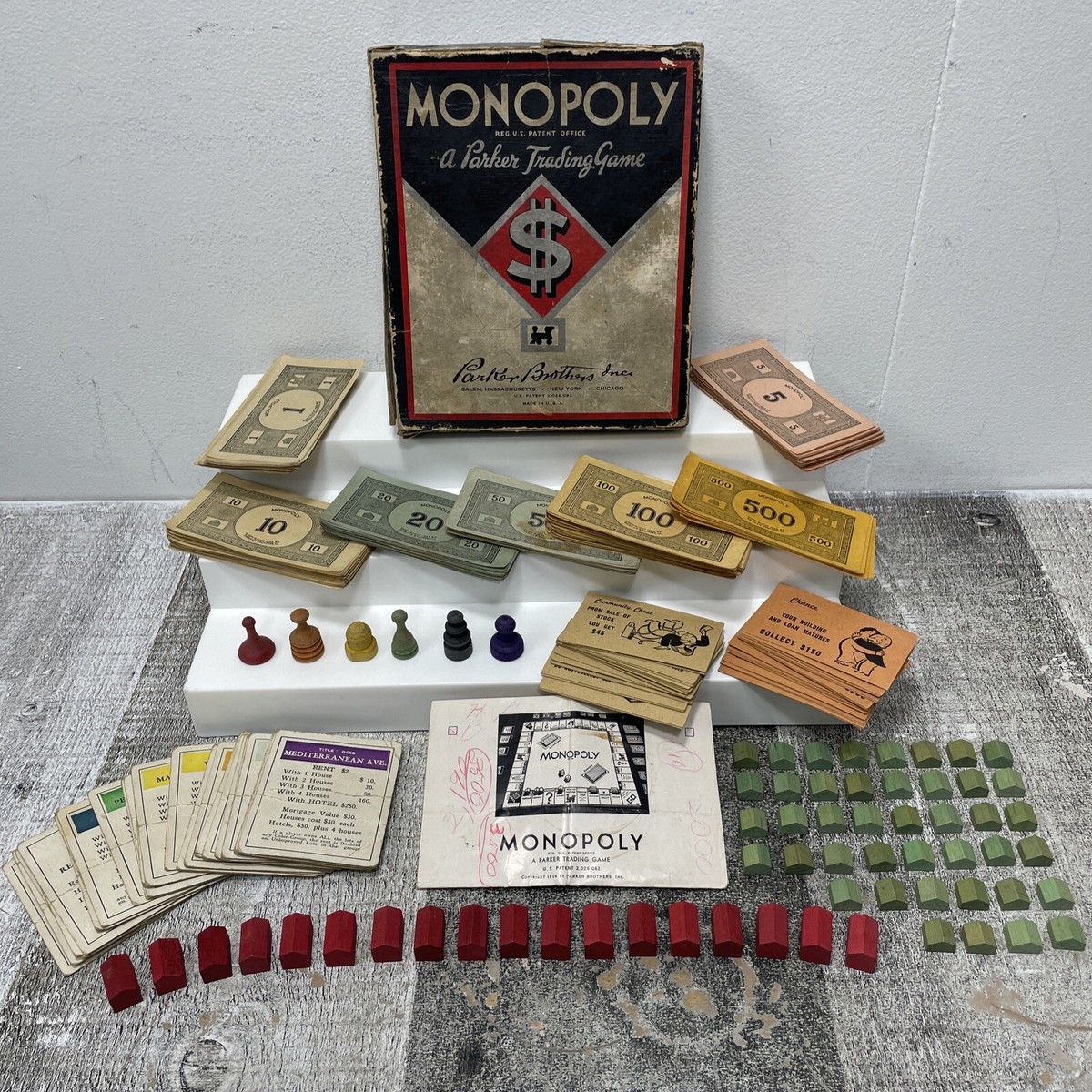 Vintage 1935 Monopoly Parker Brothers Board Game Game Pieces