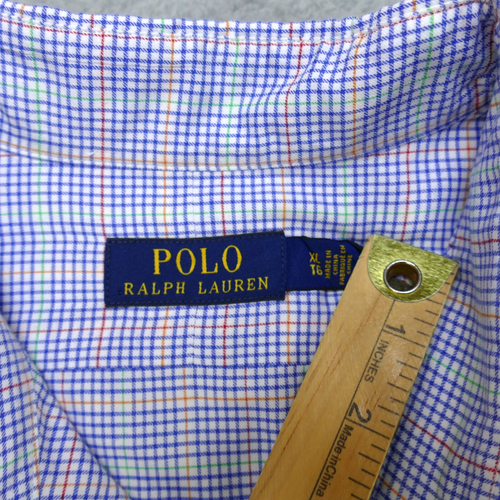 Polo Ralph Lauren Shirt Mens XL Blue Plaid Button Up Long Sleeve - Picture 8 of 17