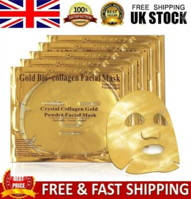 Premium 24K Gold Bio Collagen Face Mask Nourishes Anti Ageing & Hydrates Skin UK