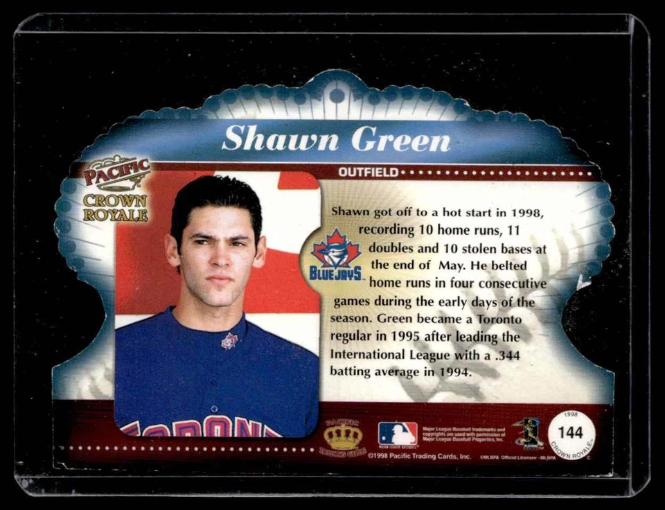 1998 Pacific Crown Royale Shawn Green Toronto Blue Jays #144 - Image 2 of 2