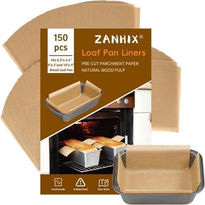 150 Pcs Loaf Pan Liners for Baking Bread, Pre-Cut Unbleached Parchment