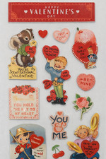 Happy Valentine's Day Vintage Style Heart Foam Stickers Crafts Planner Supply