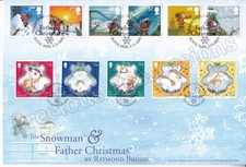 GB & ISLE OF MAN JOINT FDC COVER 2004 RAYMOND BRIGGS SNOWMAN & FATHER CHRISTMAS
