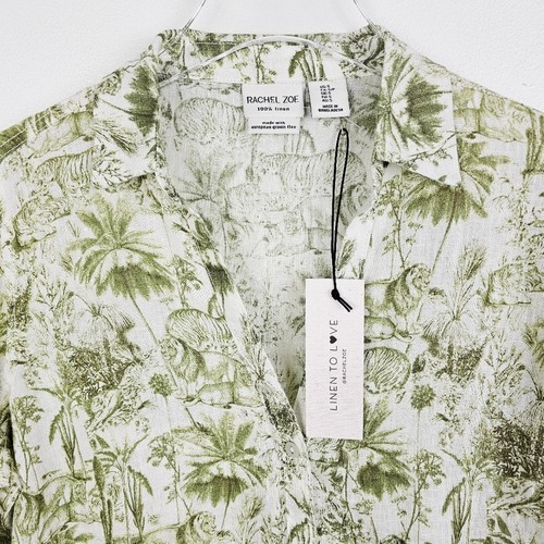 Rachel Zoe Safari Lion European Flax Linen Button Front Shirt NWT Small - Picture 4 of 10