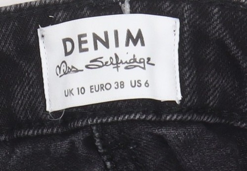 Miss Selfridge Women's Black Denim Skirt, Size 10 - Picture 3 of 12