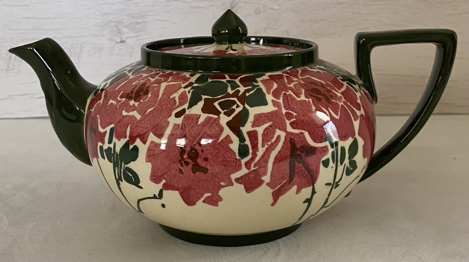 Royal Doulton Berry Red and Green Art Deco Floral Design Por