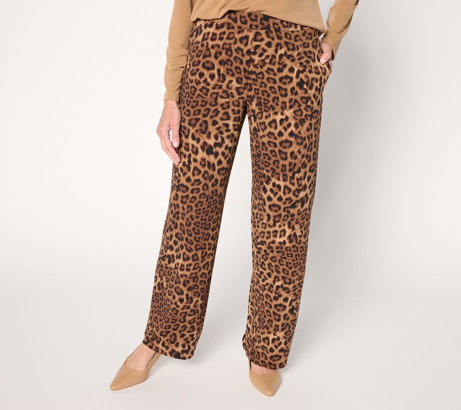 Susan Graver Women's Pants Sz M Make Your Selection: Printed Liquid White