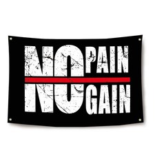 NO PAIN NO GAIN Gym Motivation Banner - Fitness Wall Art
