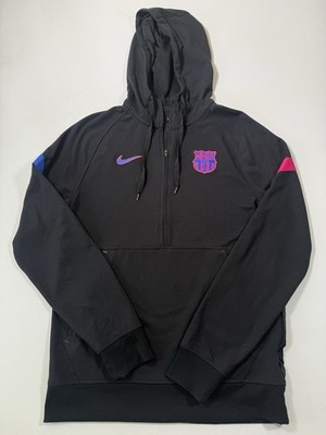 Nike FCB Barcelona Hoodie Mens Small Black Full Zip Dri-Fit Futbol Soccer Logo