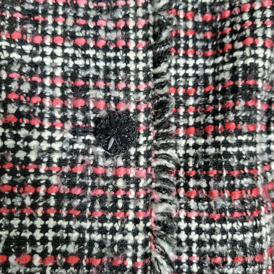 Chaqueta Blazer Chicos Tweed Flecos Recortada Boucle Talla 2/Grande Rosa Negra Clásica Foto 4 de 4