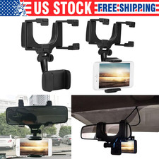 Universal 360 Rotation Car Rear View Mirror Mount Stand GPS Cell Phone Holder US
