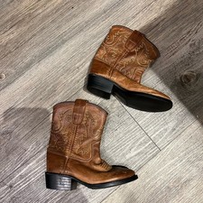 Old West Kids Brown Leather Cowboy Boots