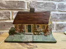 Antique Cast Iron Albany Foundry #124 Cape Cod Cottage With Hollyhocks Door Stop