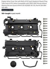 Engine Valve Cover Set With Bolts Oil Cap Gaskets Spark Plug Tube Seals... Engine Valve Cover Set With Bolts Oil Cap Gaskets Spark Plug Tube Seals...