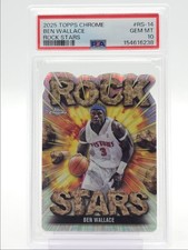 BEN WALLACE 2025-26 TOPPS CHROME ROCK STARS SSP DIE CUT PISTONS PSA 10 Q2754