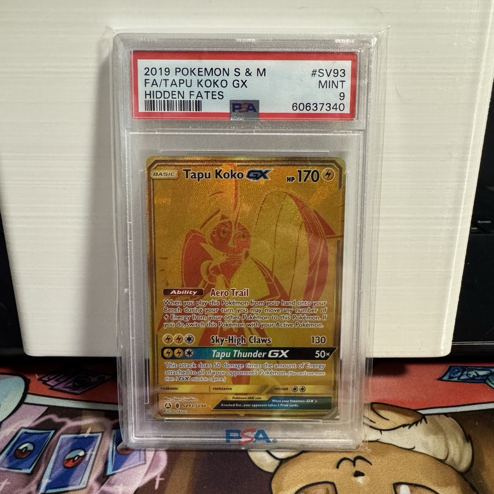 2019 Pokemon Sun & Moon Hidden Fates SV93 Full Art Tapu Koko GX PSA 9
