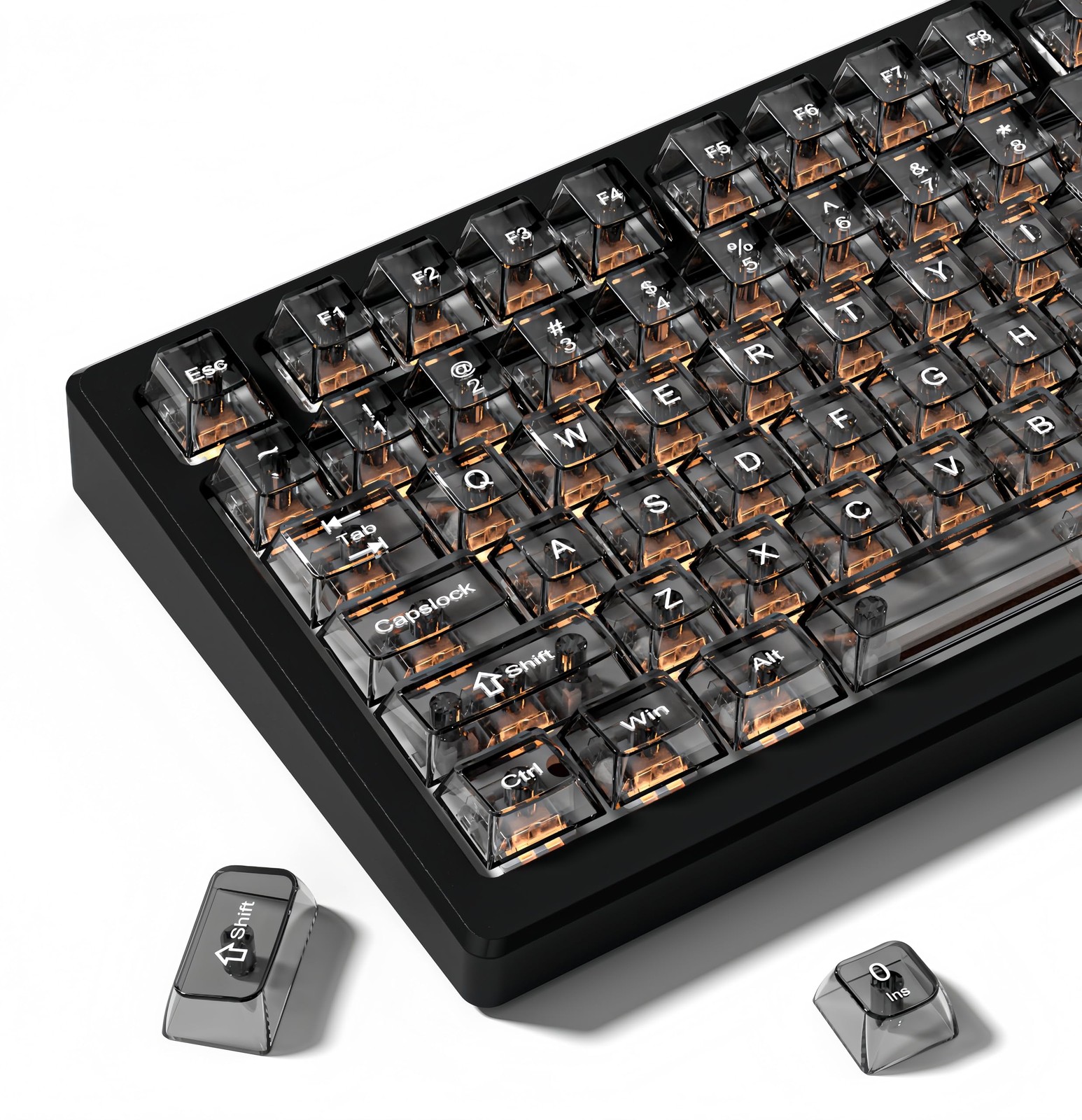 Black Clear Keyboard Keycaps Transparent Crystal Jelly Set C