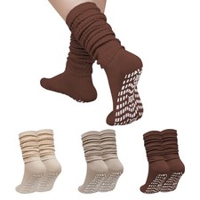 ZAKASA Slouch Socks with Grips for Women: Non Slip Long Scrunch Slouchy Socks...
