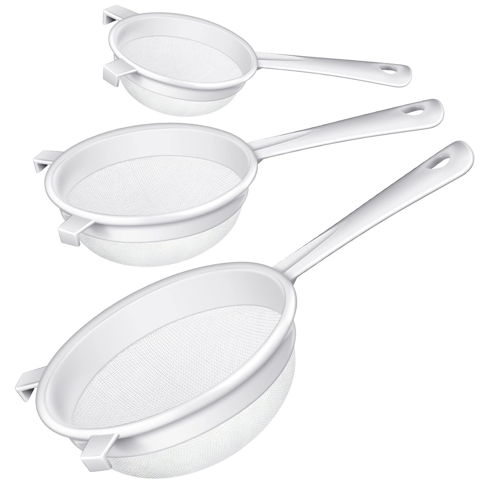 3 Pcs Plastic Nylon Mesh Strainer Colander with Handle Double Ear Fine Food M...