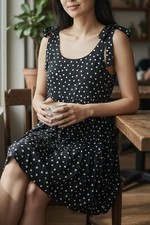 ASOS Retro A-Line Mi Dress Black White Polka Dot  Fit Flare Retro sz 4