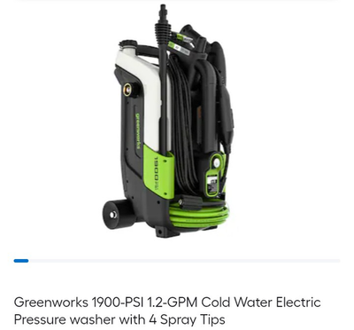 #ad greenworks electric pressure washer 1900 PSI with surface cleaner $120.00