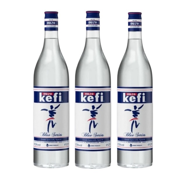 Ouzo Kefi Blue 3 Flaschen (700 Ml) 37,5% Krinos-image