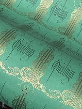 VTG CHRISTMAS WRAPPING PAPER GIFT WRAP GREETINGS ART DECO CANDLES GORGEOUS GREEN
