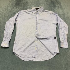 Tommy Hilfiger Dress Shirt Mens 16 Blue TLC The Lifetime Collar Career Formal