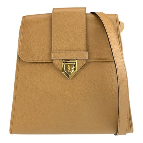 YVES SAINT LAURENT vintage YSL Shoulder Bag Pochette Beige Gold Women Used
