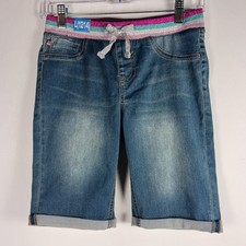Vigoss Size L 12/14 Girls Denim Shorts Stretch Waist New