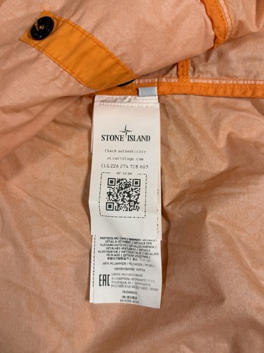 STONE ISLAND NWT Naslan Light Watro Orange Hooded Full Zip Jacket Mens Size L - Afbeelding 6 van 11