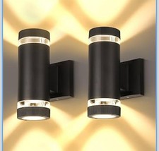 LMP Outdoor Wall Lights Mains Powered, Up Down Outside Lights Black, IP65 Exter