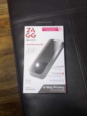 ZAGG Invisible Shield Glass Elite Privacy 360 Screen Protector for iPhone 16  15