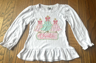 Laughing Giraffe Custom Tee ''Charlee'' 5T Christmas Holiday's Long Sleeve Ruffles