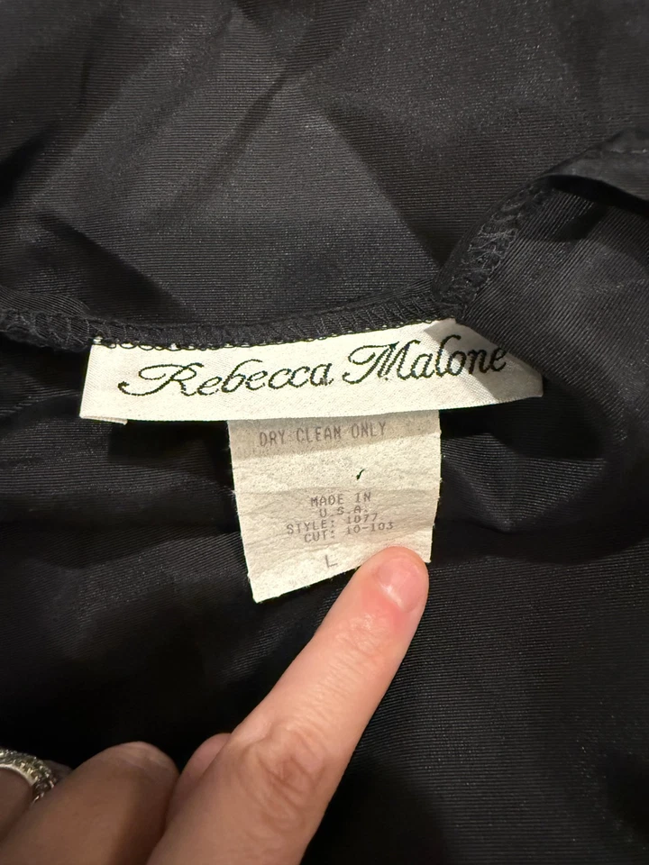 Rebecca Malone Womens Vest L Black Velvet Floral Gold Embroidered Vintage - Image 2 of 4