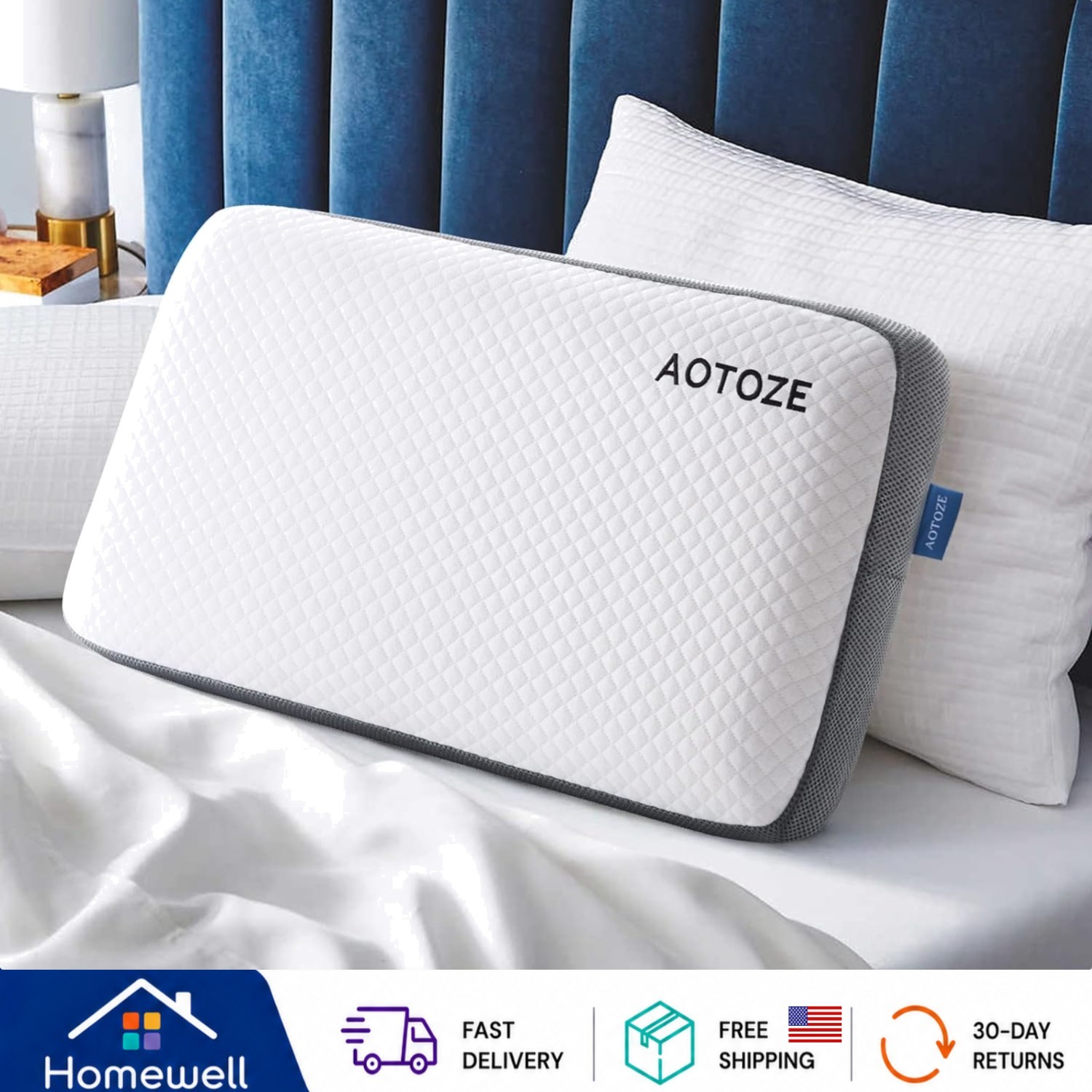 Best Firm Memory Foam Pillow 28x15x4.5, CertiPUR Certified, Breathable Comfort
