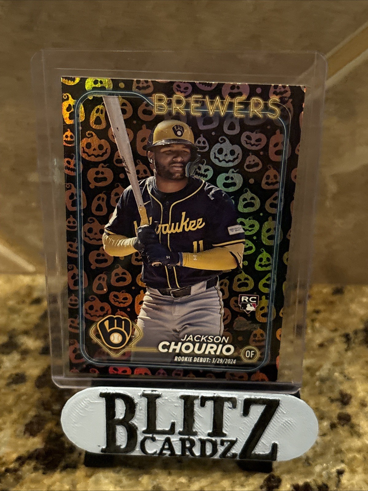 2024 Topps Update Series Rookie Debut Jackson Chourio Jack-O'-Lantern Foil (RC)